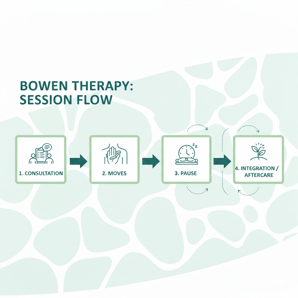 Flowchart or Sequence Diagram of a Bowen Session: Consultation to Aftercare